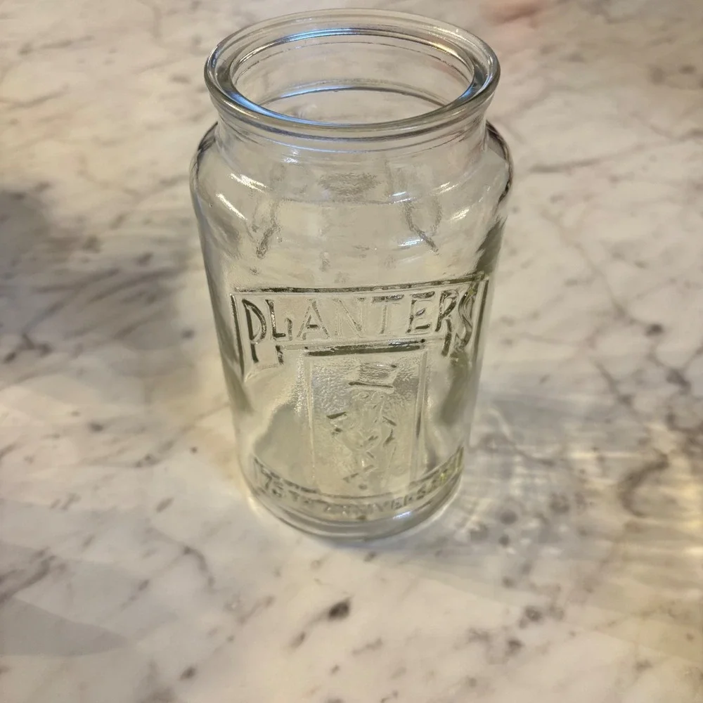 Planters‎ 75th Anniversary Peanut Jar Glass Mr Peanut Collectible Vintage